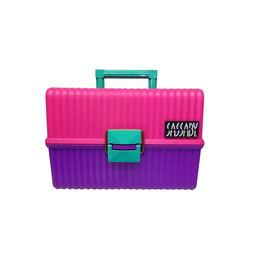 Vintage 80s Sassaby Makeup Case Caboodle Jewelry Organizer 1990s Tri Color